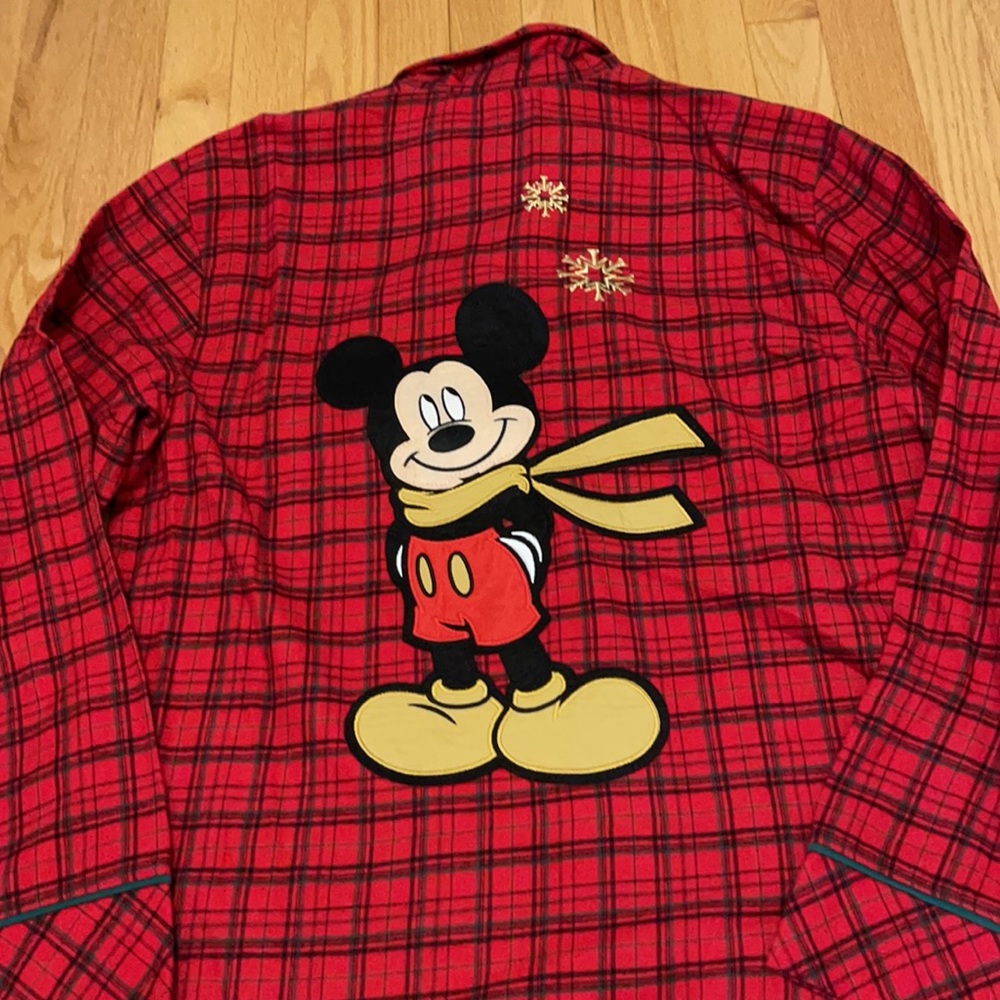 Disney store Mickey Mouse Christmas plaid ladies pyjamas size medium